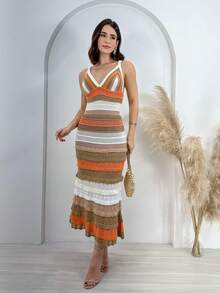 Women Sweater Dresses - Marrón - Ver 2