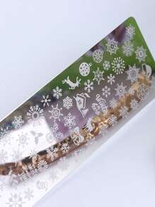 1pc Snowflakes Elk Christmas Nails Stamping Plate Santa Claus Winter Holiday Joy Design Printing Stencil Templates Manicure Tool - Silver - View 3