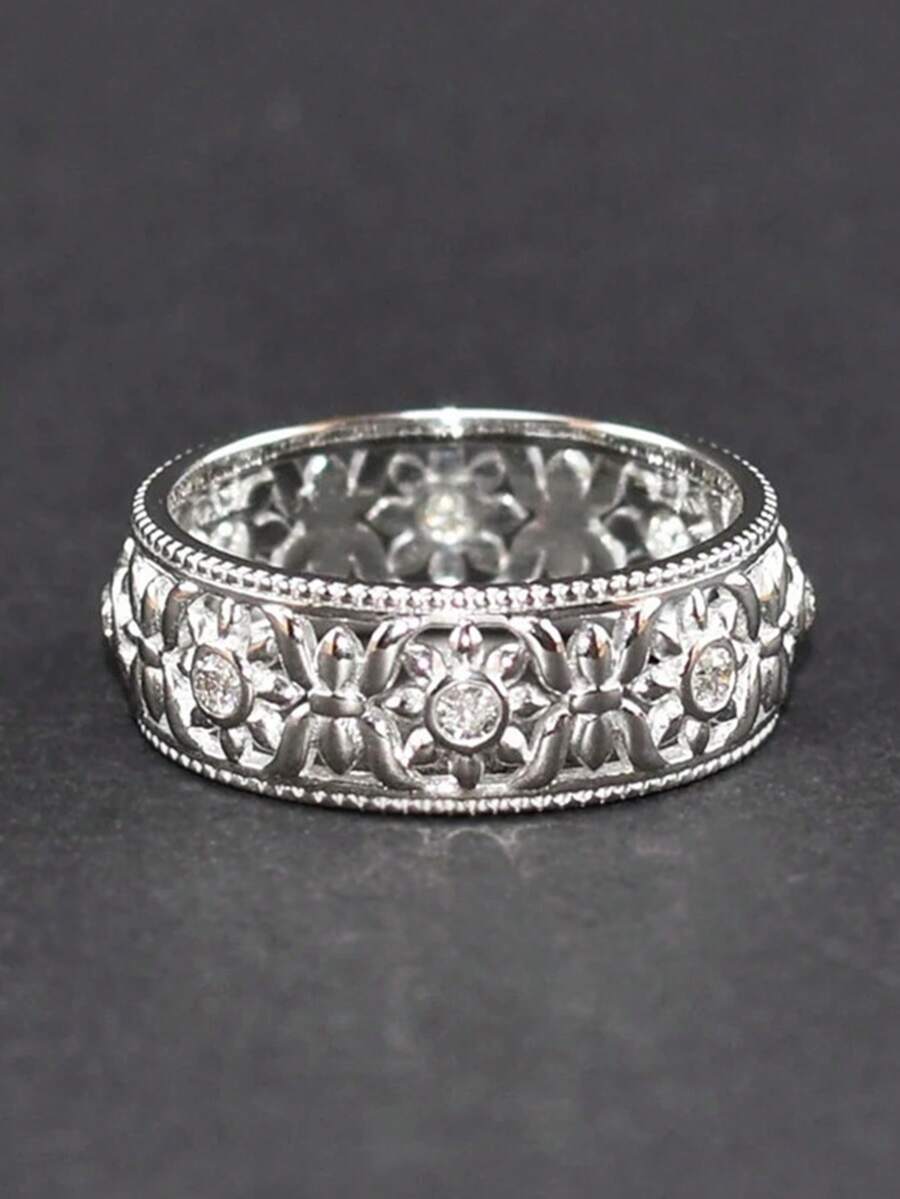 1枚迷人的立體氧化鋯石戒指,適用於女性婚禮、訂婚、派對珠寶,情人節禮物