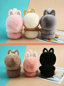 2pcs Women's & Girls' Winter Outdoor Cute Rabbit Ear Plush Ear Muffs & Scarf Set - Khaki - View 6