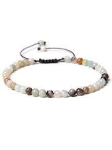 1 pulsera trenzada a mano estilo bohemio con piedra natural de 4mm y cuentas de cristal con energía curativa, joyería ajustable