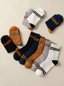 جوارب خاصة بالنساء بطول منتصف الساق مخططة ومنعشة وقابلة للتهوية والامتصاص المضاد للرائحة مكوّنة من 10 أزواج، مناسبة للارتداء اليومي