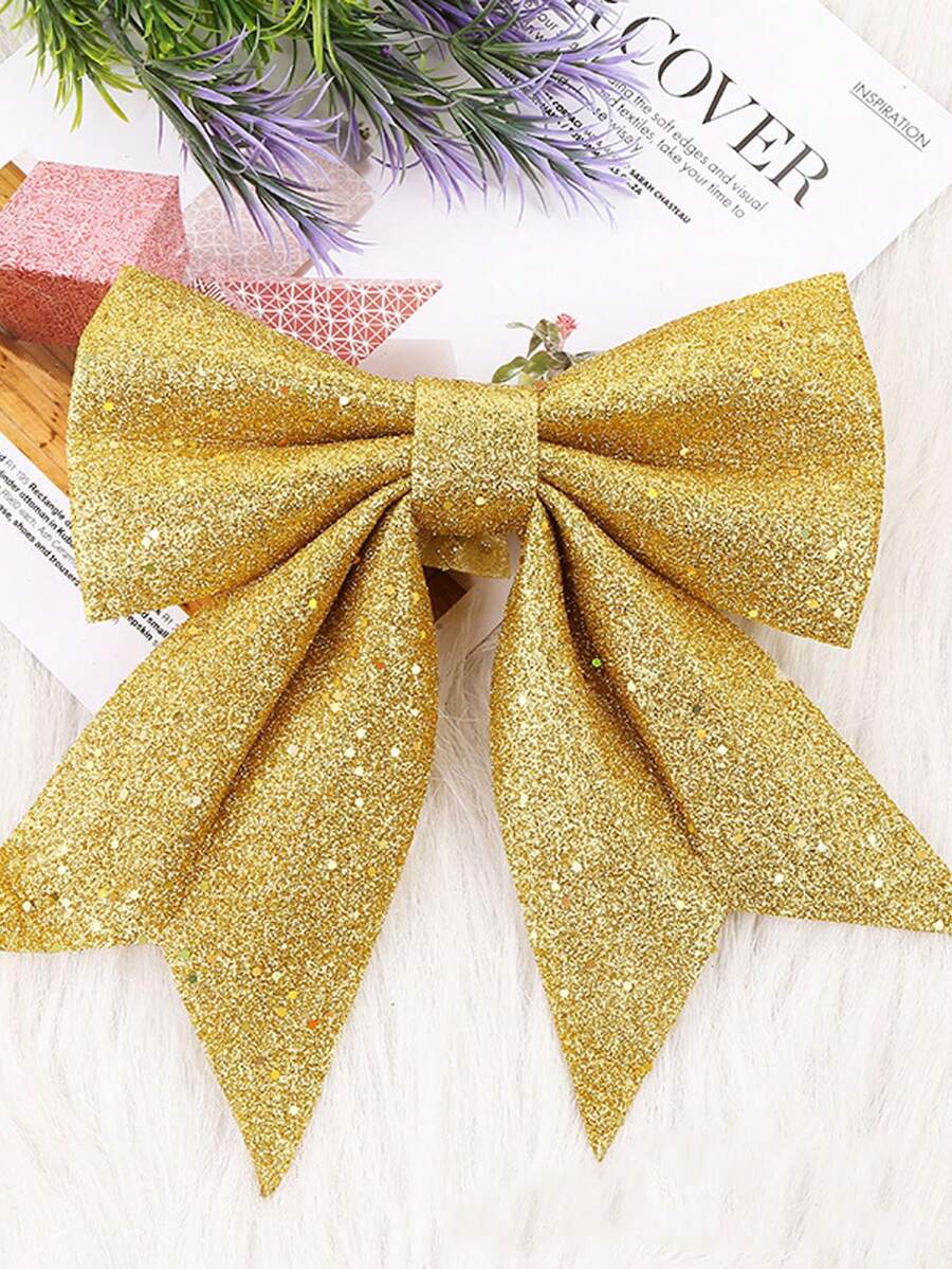 Regalo Di Festival Della Decorazione Degli Ornamenti Appesi All'albero Del Nodo Dell'arco Di Natale Con Decorazioni Con Fiocco In Nastro Dorato