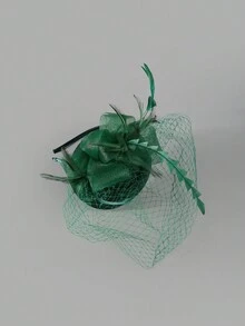 羽毛發帶fascinators帽,女士fascinators茶會頭飾,配有夾子的derby帽適用於女孩和女士綠色配件聖誕節 - 綠色 - 查看 5