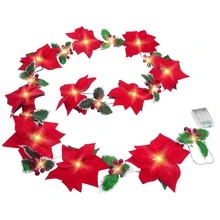 9.84ft 20 Rose ,Flower String, Holiday Lights Indoor For Christmas Bedroom Wedding Valentines Day Decorations,Christmas Garland Pinecones Red Berry Garland Garland For Mantle Fireplace Table Indoor Outdoor Garland Decor Party Birthday,Valentine'S Day,Mother'S Day Gift - 白色 - 查看 5