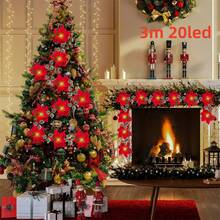 9.84ft 20 Rose ,Flower String, Holiday Lights Indoor For Christmas Bedroom Wedding Valentines Day Decorations,Christmas Garland Pinecones Red Berry Garland Garland For Mantle Fireplace Table Indoor Outdoor Garland Decor Party Birthday,Valentine'S Day,Mother'S Day Gift - 白色 - 查看 2