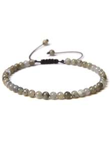 1 pulsera trenzada a mano estilo bohemio con piedra natural de 4mm y cuentas de cristal con energía curativa, joyería ajustable