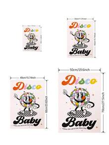 1個 創意地球繪畫帆布印刷 复古迪斯科音乐海报 复古风格家具装饰卡通地球印刷海报 视觉艺术印刷 客厅装饰 卧室装饰 家居装饰美术无框帆布墙艺术 无框帆布墙艺术