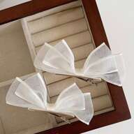 2pcs/Set Mesh Ribbon Bow Hair Clip For Girl