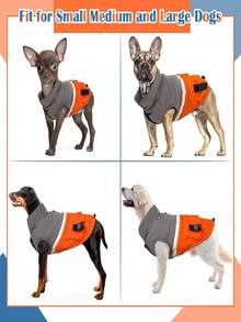 1 chiếc áo khoác mùa đông cho chó, áo khoác phản quang ấm áp cho chó, áo khoác chống gió có đệm cho chó kèm túi, áo khoác cho chó có lỗ dây nịt, áo khoác thời tiết lạnh cho chó con, phù hợp cho chó lớn, vừa và nhỏ - trái cam - Xem 5