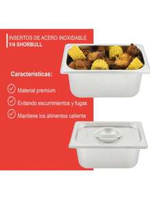 Inserto Acero Inoxidable 1/4 con Tapa 10 cm - Gris - Ver 2
