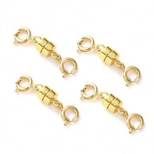 4pcs Magnetic Necklace Clasp & Closure Set, Gold & Silver Spring Clasp, Beaded Chain Extender, Magnetic Lock Jewelry Converter - Multicolor - View 11