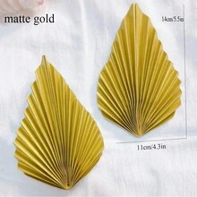 2pcs Matte Gold Birthday Baking Leaf & Fan Shaped Cake Decoration Picks - Gold - View 2