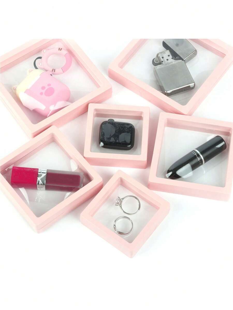 1 件透明 Pe 膜珠寶收納盒,方形家居裝飾珠寶收納盒,適合存放戒指、耳環、項鍊、口紅