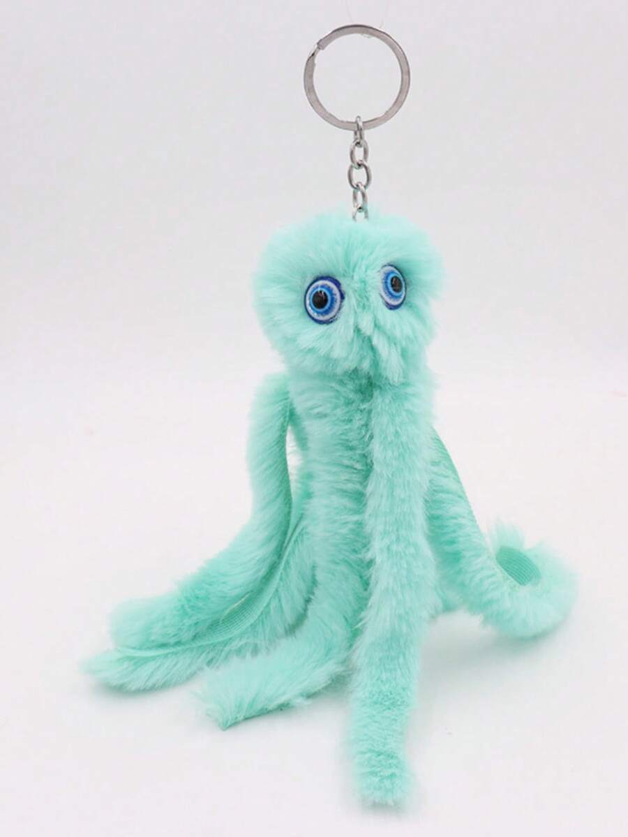 1pc Green Plush Octopus Pom Pom Keychain As Gift And Birthday Present ...