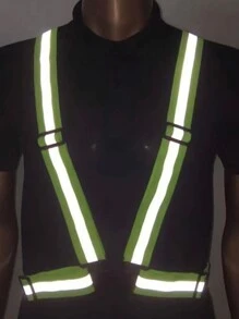 1pc Night Reflective Running Vest, Sport Gym Jacket, Fluorescent Adjustable Elastic Reflective Strap For Night Activities Cycling Running