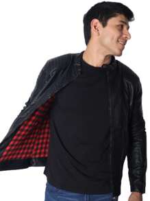 Fashionable And Avant-Garde Faux Leather Jacket For Men - Red - View 4