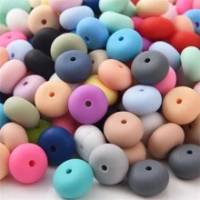 50入組不同顏色的矽膠珠,算盤珠,圓形和扁平散珠 - 彩色 - 查看 10