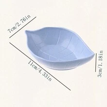 4 件装小麦秸秆叶形塑料蘸料盘，厨房小开胃菜盘，颜色随机