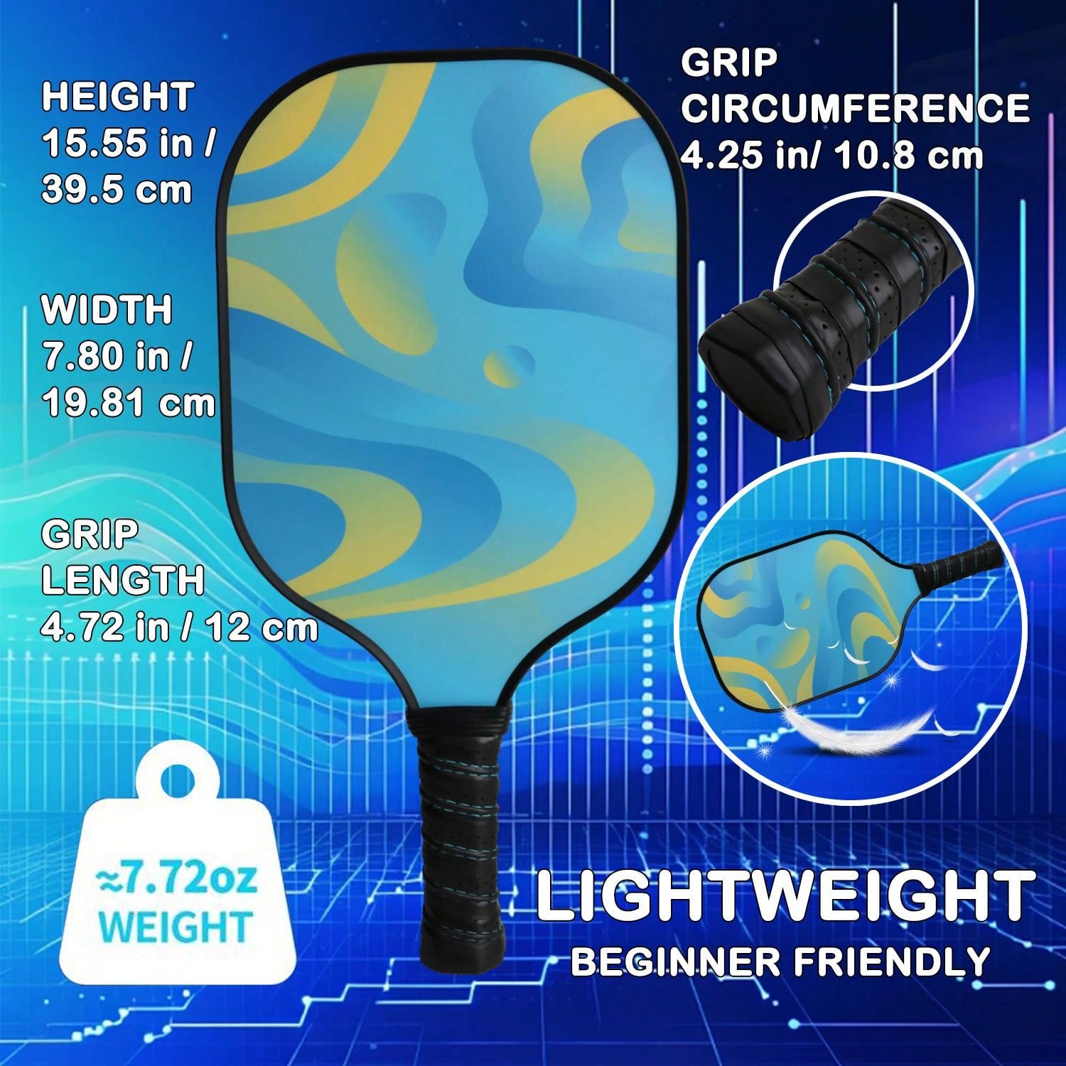 Pickleball Paddles, Fiberglass Surface Pickleball Set with Pickleball