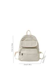 Mochila Simple De Color Sólido Para Mujer - Blanco - Ver 2