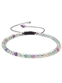 1 pulsera trenzada a mano estilo bohemio con piedra natural de 4mm y cuentas de cristal con energía curativa, joyería ajustable