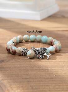 1 Vòng tay mặt dây chuyền hình cây đính đá hình con công, Vòng tay đính cườm Unisex - Nhiều màu - Xem 5