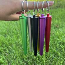 1入便攜式黑色錐形鋁合金金屬儲存煙斗,防潮、防震、密封,配有鑰匙扣,是煙民的最佳禮物