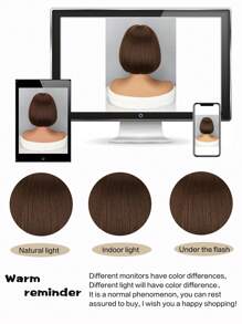 Pelucas De Cabello Marrón De Estilo Bob Corto Con Flequillo