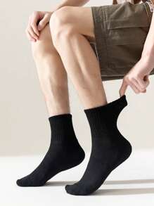 5pairs Women Daily Minimalist Solid Fashion Sports Socks For Gym