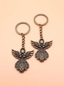 2pcs Angel Charm Pendant Keychain - Bronze - View 2