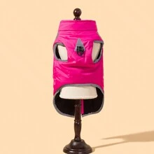 FDOG 1 Áo Vest Không Tay Dải Phản Quang Màu Hồng Có Móc Và Vòng Đóng Và Khóa Kéo Thích Hợp Cho Chó Mèo Cỡ Trung, Giữ Ấm Trong Mùa Đông - Hồng - Xem 2