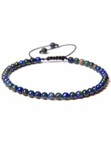 1 pulsera trenzada a mano estilo bohemio con piedra natural de 4mm y cuentas de cristal con energía curativa, joyería ajustable