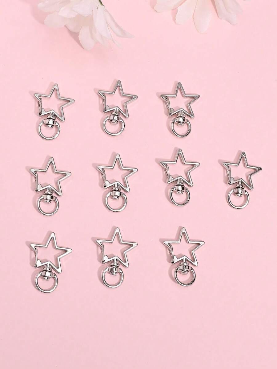 10pcs Fashionable Simple Star Clasp Hook Diy Keychain Material Accessories