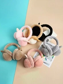 2pcs Women's & Girls' Winter Outdoor Cute Rabbit Ear Plush Ear Muffs & Scarf Set - Khaki - View 9
