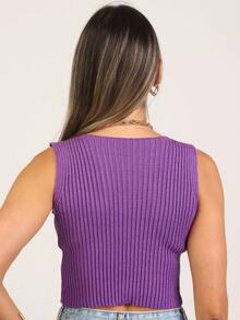 Women Knit Tops - Màu tím - Xem 2