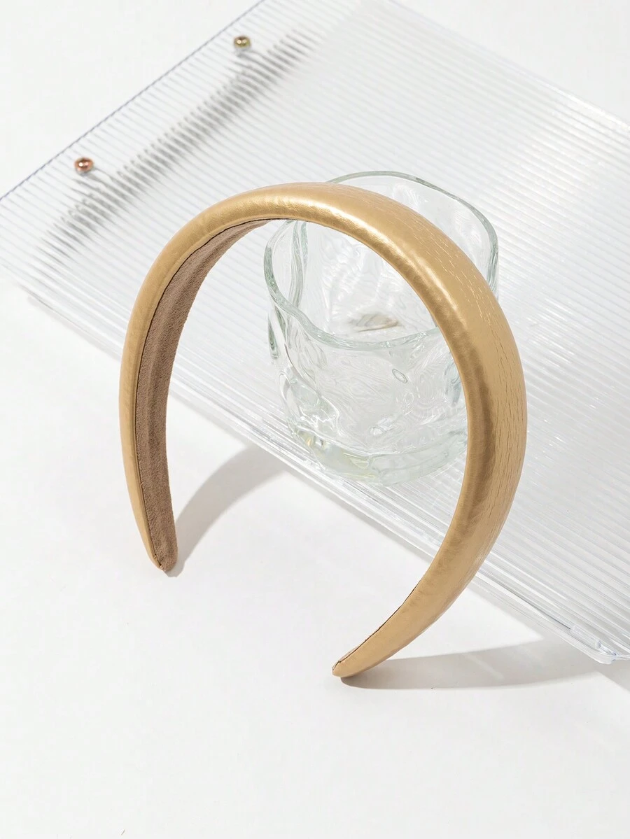 1pc Simple Sponge Hairband For Women, Golden - Multicolor - View 1