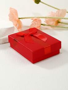 1 Pieza Caja De Regalo De Joyería Para Collar Y Pulsera Para Artículos Pequeños - Rojo - Ver 2