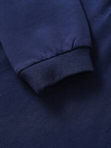 男童學院風長袖輕質POLO衫，具有翻領，適用於春秋季節 - 藏蓝色 - 查看 4