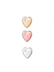 3 Stücke Herzförmige Strass Dekorative Anstecknadeln kompatibel mit Apple/Samsung/Huawei Watch Armband (Armband nicht inklusive)