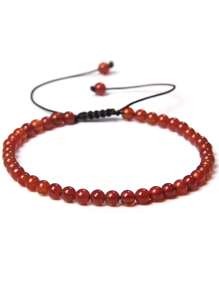 1 pulsera trenzada a mano estilo bohemio con piedra natural de 4mm y cuentas de cristal con energía curativa, joyería ajustable