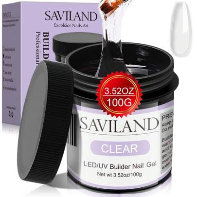 Saviland Clear Builder Gel per unghie in gel, 3,5 oz, grande capacità, gel costruttore trasparente, gel duro per unghie in gel, gel costruttore per un