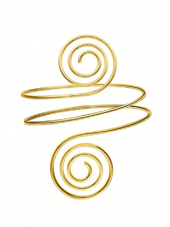 Brazalete Tipo Pulsera Dorado En Espiral Con Diseño, Joyería De Brazo, Puño De Brazo Metálico, Brazalete De Brazo Para Uso Diario De Mujeres