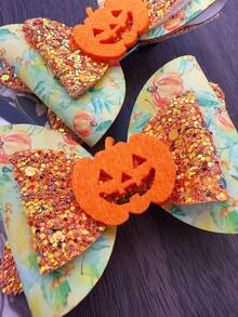 2 件/套女孩双层蝴蝶结和闪光发饰，包括按扣、侧夹和鳄鱼发夹