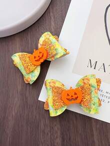 2 件/套女孩双层蝴蝶结和闪光发饰，包括按扣、侧夹和鳄鱼发夹