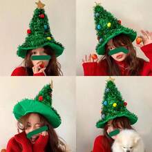 聖誕樹帽適合派對裝扮、攝影道具、兒童和成人裝飾頭飾、聖誕夜節日帽子
