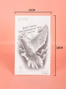 1pc Paloma Blanca Impermeable Etiqueta Engomada Del Tatuaje Temporal, No Reflectante, Para Brazos Y Piernas De Los Hombres - Negro - Ver 3