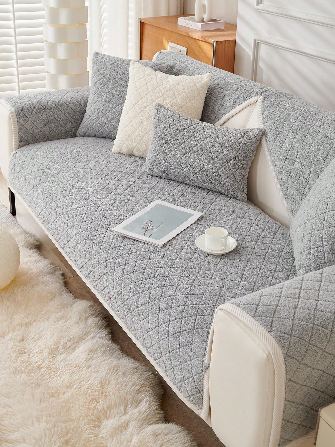 1pc Mink Velvet Universal Sofa Cushion, Modern Style Nonslip Sofa Pad