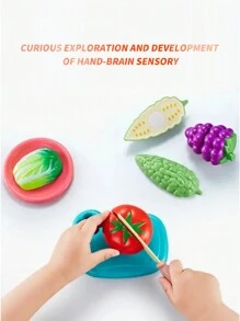 24 piezas Juguetes de comida de frutas y verduras de simulación para niños y niñas, set de juego de cocina de juguete - Multicolor - Ver 6