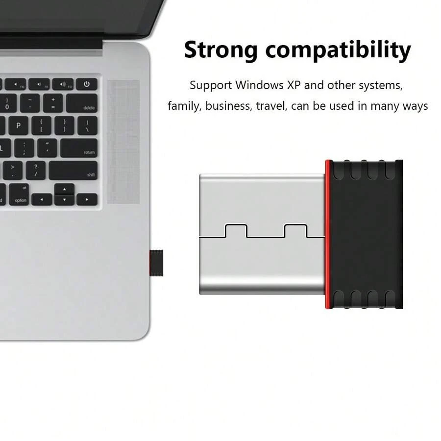 BIYETIMI 迷你 USB 无线网卡 802.11ax USB 2.4GHz WiFi LAN 适配器,免驱动,兼容 PC 笔记本电脑 Windows 7/10/11 - 黑色 - 查看 1